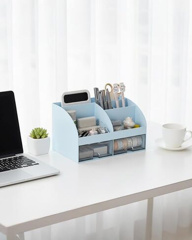 Office Desktop Storage Box - Transparent Small Case-Type Cabinet, Organizer for Stationery & Sundries (Pink) BLC1543-03 in Saudi Arabia