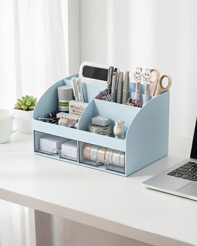 Office Desktop Storage Box - Transparent Small Case-Type Cabinet, Organizer for Stationery & Sundries (Pink) BLC1543-03 in Saudi Arabia