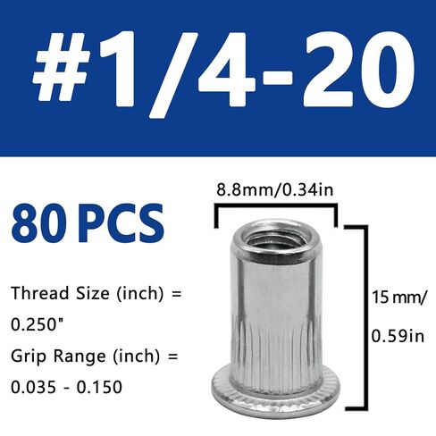 915pcs Rivet Nut Kit SAE UNC Rivet Nuts Assortment 6#-32, 8#-32, 10#-24, 1/4"-20, 5/16"-18, 3/8"-16, 1/2"-13, Zinc Plated Carbon Steel Nut Inserts Rivnuts Nutserts Kit - JROUTH in Saudi Arabia