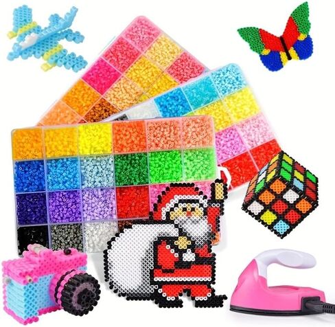 12000PCS Fuse Beads Kit, 12000 Pieces 2.6mm Plastic 24 Color for Homeschool Crafts DIY Room Decor, Palette1 in Saudi Arabia
