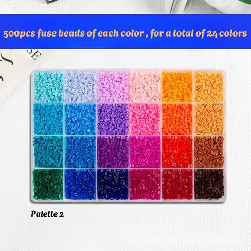 12000PCS Fuse Beads Kit, 12000 Pieces 2.6mm Plastic 24 Color for Homeschool Crafts DIY Room Decor, Palette1 in Saudi Arabia