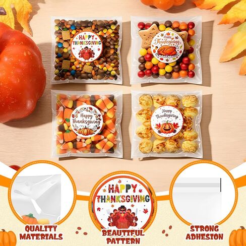 Eaasty 200 Pack Self Adhesive Christmas Cellophane Treat Bags with Stickers, Plastic Christmas Gift Cookie Bags Bulk for Gift Giving Candy Snack Wrapping Supplies in Saudi Arabia