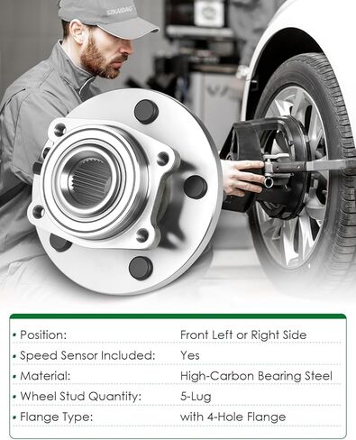 مجموعة من 2 محمل للعجلة الأمامية ومجموعة محور مع ABS 5 عروة مناسبة لـ: -Dodge Grand Caravan 2008-2020، لـ: -RAM C/V 2012-2015، لـ: -Chrysler Town & Country 2008-2016 2.0L 3.8L 4.0L OE# 513273 in Saudi Arabia