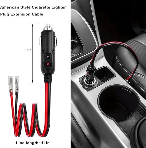 تنصهر ولاعة السجائر ذكر التوصيل، 12V 24V ولاعة السجائر محول التوصيل مع يؤدي وضوء LED، 15A تنصهر سيارة السيجار المقبس المقابس موصل استبدال شاحن البطارية عدة in Saudi Arabia