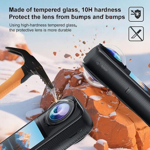PULUZ Rotary Lens Guards Protective Cover Compatible with Insta360 X4 Premium Optical Tempered Glass 9H Lens Protector Cap Case for Insta 360 X4 Sports Camera Accessories in Saudi Arabia