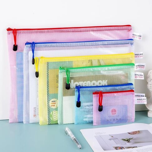 8pcs Mesh Zipper Pouch Bags, 8 Sizes Zipper Bags for Organizing Storage, Waterproof Zipper Pouches, Letter Size, File Bags for Puzzle, Board Games and Office Supplies in Saudi Arabia