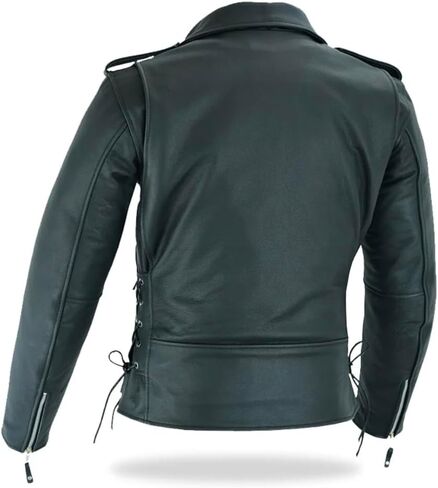 Men's Classic Heavy Duty Premium Buffalo Matt Thick Leather Motorcycle Jacket in Kuwait