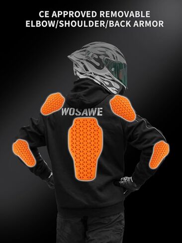 WOSAWE Motorcycle Armored Hoodie Men Fleece Motorbike Jacket with CE Pads Mesh Lining Quick Drying Biker Sweatshirt in Kuwait