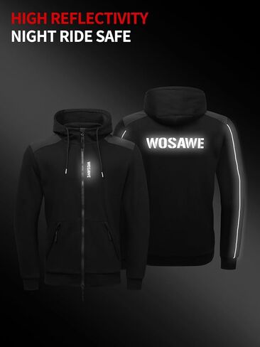 WOSAWE Motorcycle Armored Hoodie Men Fleece Motorbike Jacket with CE Pads Mesh Lining Quick Drying Biker Sweatshirt in Kuwait