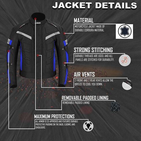 Men’s Motorcycle Jacket – Waterproof Cordura Textile Biker Coat with CE-Approved Armour, 4-Season Riding Protection in Saudi Arabia