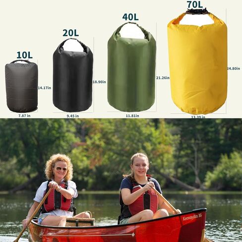 Dry Bags Waterproof, Ultralight Dry Sack, 10L/20L/40L/70L Waterproof Bags,Roll Top Sack for Kayaking, Beach, Rafting, Boating, Hiking, Camping,Swimming (Army Green, 10L) in Saudi Arabia