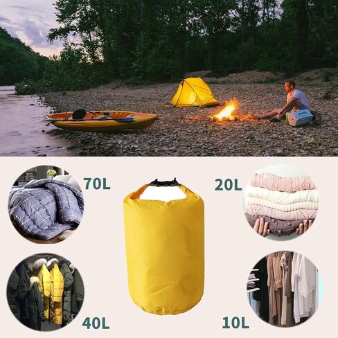 Dry Bags Waterproof, Ultralight Dry Sack, 10L/20L/40L/70L Waterproof Bags,Roll Top Sack for Kayaking, Beach, Rafting, Boating, Hiking, Camping,Swimming (Army Green, 10L) in Saudi Arabia
