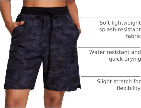 Oalka Women's Hiking Shorts Lightweight Zipper Pockets Cargo Quick Dry Summer Shorts in Saudi Arabia