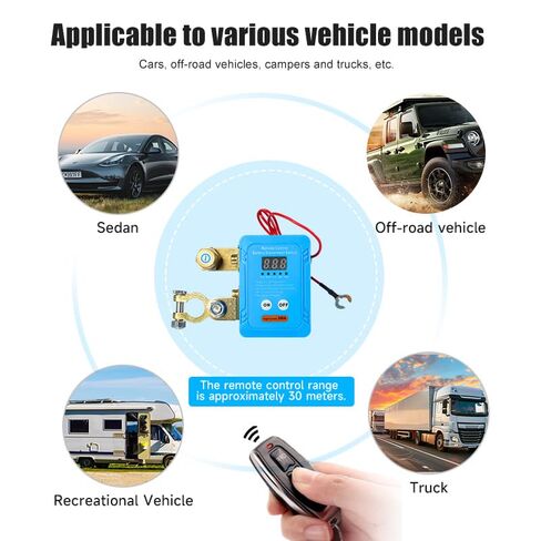 Kill Switch for Car, 12V 240A Remote Battery Disconnect Switch, Upgraded Smart Remote Car Battery Switches Anti Theft,for Auto, RV, ATV, Boat in Saudi Arabia