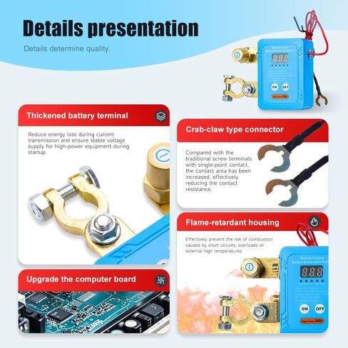 Kill Switch for Car, 12V 240A Remote Battery Disconnect Switch, Upgraded Smart Remote Car Battery Switches Anti Theft,for Auto, RV, ATV, Boat in Saudi Arabia