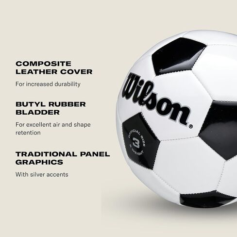 WILSON Traditional Soccer Ball - Size 3, Black/Royal in Saudi Arabia