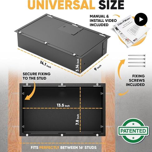 خزنة حائط مخفية من Elder Welder® مع غطاء فتحة تهوية | سهل التركيب | قفل الجمع | يناسب تمامًا ما بين 16 بوصة | خزنة مخفية مقابل المال | اختيار مرتفع لخزنة الكتب أو خزنة الصور in Kuwait