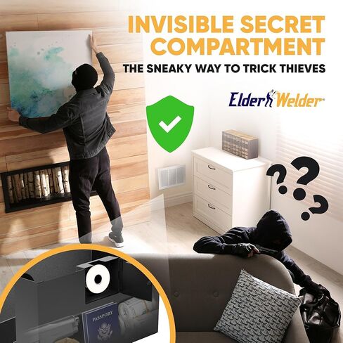خزنة حائط مخفية من Elder Welder® مع غطاء فتحة تهوية | سهل التركيب | قفل الجمع | يناسب تمامًا ما بين 16 بوصة | خزنة مخفية مقابل المال | اختيار مرتفع لخزنة الكتب أو خزنة الصور in Kuwait