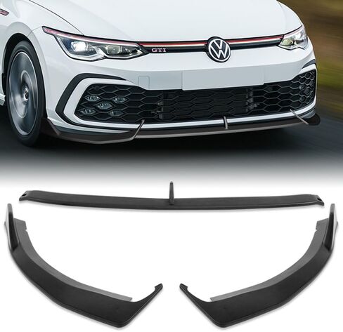 Q1-TECH، 9 قطع من وصلات الشفة الأمامية والتنورة الجانبية متوافقة مع ممتص الصدمات 2021-2024 Volkswagen Golf GTI فقط MK8، طقم جسم الذقن الأمامي للشفاه الهوائية Spoiler Splitter ABS (أسود مطفي) in Saudi Arabia