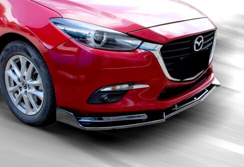 Q1-TECH, 9-Piece Front Bumper Lip & Side Skirt Extensions Diffuser Compatible with 2014 2015 2016 2017 2018 Mazda 3, Front Bumper Lip Spoiler Air Chin Body Splitter ABS (Painted Carbon) in Saudi Arabia