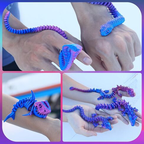 9Pcs 3D Printed Animals 3D Printed Dragon Include 3D Printed Snake, Dinosaur, Sharks, Axolotl, Turtle, Cobra and 3 Style Dragons, 3D Printed Toys Stuff for Home, Office, Decor Christmas Birthday Gift in Saudi Arabia
