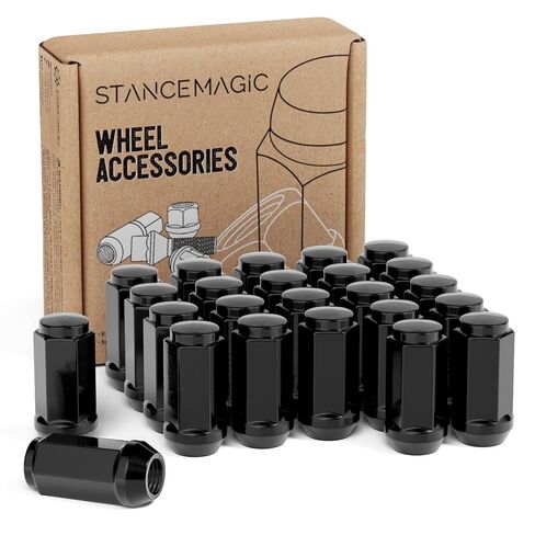 24pcs Black 14x1.5 Lug Nuts (51mm Length x 22mm Width) Bulge Cone Acorn Taper Seat - Compatible with 2018+ Jeep Wrangler JL, Ford Chevy GMC Buick Cadillac (for 6-Lug Wheels) in Saudi Arabia