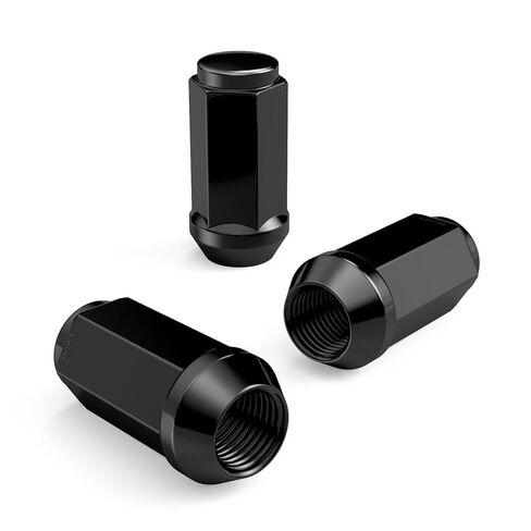 24pcs Black 14x1.5 Lug Nuts (51mm Length x 22mm Width) Bulge Cone Acorn Taper Seat - Compatible with 2018+ Jeep Wrangler JL, Ford Chevy GMC Buick Cadillac (for 6-Lug Wheels) in Saudi Arabia