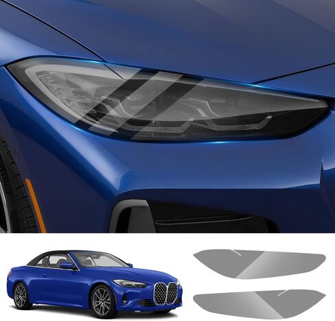 طبقة حماية لمصباح السيارة الأمامي لسيارة BMW 4 Series 2021 2022 2023 2024 2025 2026 & M4 2021-26، i4 2022-25،4 Series Gran Coupe 2022-25 ملحقات السيارات ديكور خارجي غير لامع غطاء من البولي يوريثان الحراري غلاف الفينيل in Kuwait