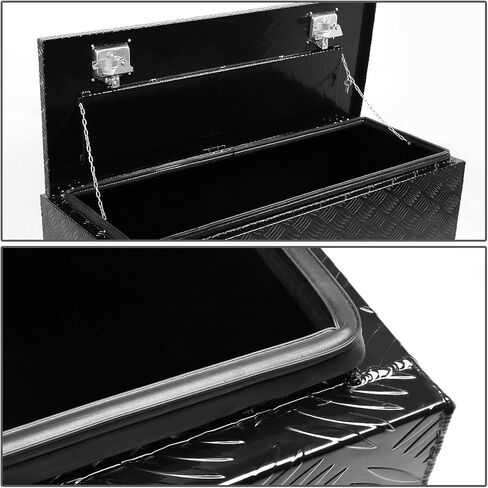 Auto Dynasty 36 × 18 × 16 بوصة من الألومنيوم شاحنة بيك اب سرير مقطورة مفتاح قفل صندوق أدوات التخزين (أسود) in Saudi Arabia