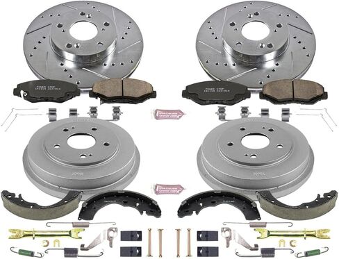 Power Stop K15107DK وسادات فرامل أمامية وخلفية Z23 من ألياف الكربون مع مجموعة براميل الفرامل المحفورة والمشقوقة لهوندا أكورد 2003-2007 [نموذج محدد] in Saudi Arabia
