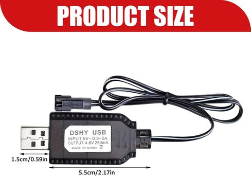 شواحن بطاريات RC USB 4.8 فولت RC مع كابل شحن بديل لضوء المؤشر لألعاب التحكم عن بعد، أسود in Saudi Arabia