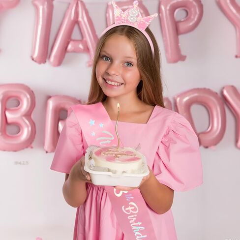 3rd Birthday Girl Sash and Headband Set 3rd Birthday decorations for Girl Sequins Pearl Princess Tiara Hairband,3 Year Old Happy Birthday Party Outfit Gifts in Saudi Arabia
