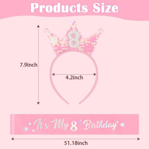 3rd Birthday Girl Sash and Headband Set 3rd Birthday decorations for Girl Sequins Pearl Princess Tiara Hairband,3 Year Old Happy Birthday Party Outfit Gifts in Saudi Arabia