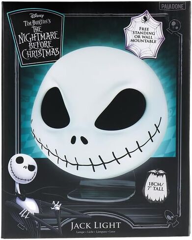 Paladone Nightmare Before Christmas Jack Mask Light وديكور الهالوين - مثبت على الحائط أو قائم بذاته، يتضمن كابل USB - إضاءة Jack Skellington على شكل 18 سم in Saudi Arabia