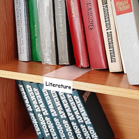 50 قطعة من حاملات ملصقات رف المكتبة مقاس 7.5 × 5 بوصات حامل ملصقات رف متحرك مع 50 علامة مكتبة إدراج حامل عرض ملصقات رف شفاف لأرفف الكتب المكتبية in Kuwait
