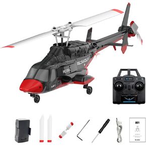 طائرة هليكوبتر A61 Mini Airwolf RC بمقياس 1/53 - طائرة هليكوبتر بالتحكم عن بعد مع جيروسكوبية 6 محاور، تثبيت الارتفاع، إقلاع وهبوط بمفتاح واحد، وقت طيران طويل، للمبتدئين والهواة (بطارية سوداء-2) in Kuwait