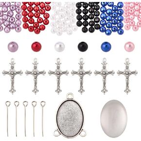 SUNNYCLUE 700Pcs Rosary Making Kits Crucifix Charms Rosary Crosses Easter Cross Pendants Oval Chandelier Link Charm Glass Pearl Beads for Jewelry Making Supplies DIY Necklace Bracelets Holiday in Saudi Arabia