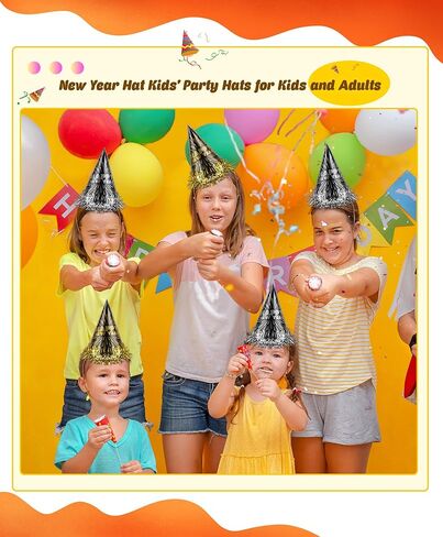 30 حزمة من قبعات حفلات رأس السنة السعيدة، قبعات حفلات مخروطية ورقية لرأس السنة الجديدة مع شرابة من رقائق معدنية لدعامة الصور وحفلات ليلة رأس السنة الجديدة in Kuwait