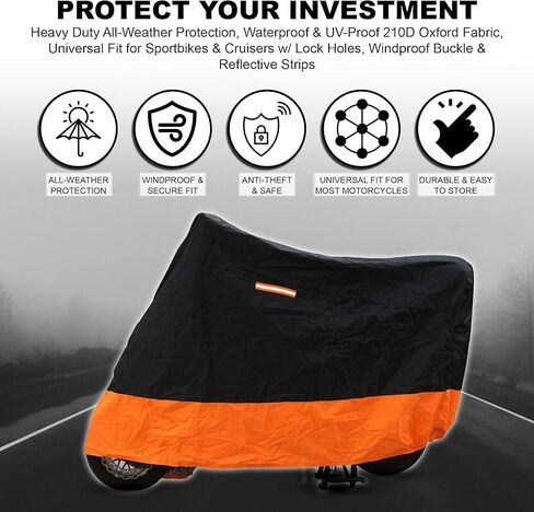 Motorcycle Cover, All Season Motorcycle Protective Cover with Waterproof, Sunproof, Dustproof for Most Motorcycles & Motorbikes (2XL - 96") in Saudi Arabia