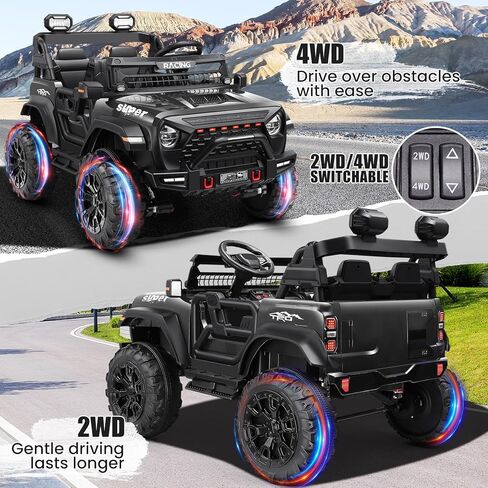 ألعاب ركوب هيكول 24 فولت للأطفال، سيارة كهربائية بمقعدين مع جهاز تحكم عن بعد، بطارية 9AH، عجلات تعمل بالطاقة 4×4، مقعدين بعرض 20 بوصة، سرعة تصل إلى 5 ميل في الساعة، تعليق، موسيقى، لعبة 24 فولت للفتيات، وردي in Kuwait