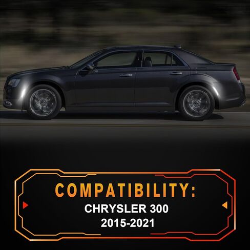 مصابيح LED للعلامات الجانبية متوافقة مع 2015-2021 Chrysler 300 w/ [X-STYLE] شعاع الضوء [في انتظار براءة اختراع]، مصابيح علامة المصد الخلفي الأمامي، ضوء أبيض، عدسة شفافة in Kuwait