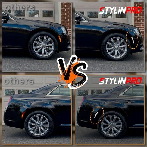 مصابيح LED للعلامات الجانبية متوافقة مع 2015-2021 Chrysler 300 w/ [X-STYLE] شعاع الضوء [في انتظار براءة اختراع]، مصابيح علامة المصد الخلفي الأمامي، ضوء أبيض، عدسة شفافة in Kuwait