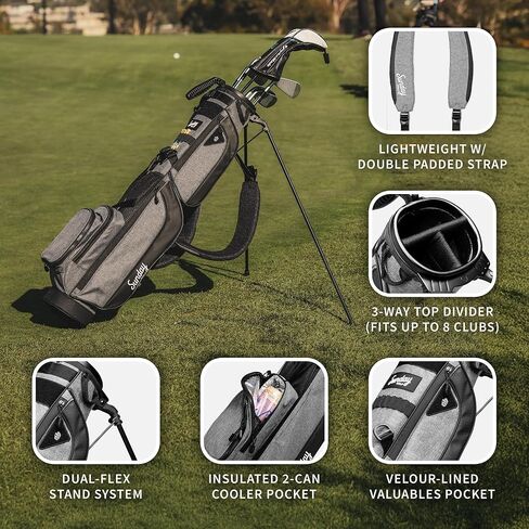 Sunday Golf Loma XL Bag - Lightweight Golf Bag w/Strap and Stand – Easy to Carry Pitch n Putt Golf Bag – Golf Stand Bag for The Driving Range, Par 3 and Executive Courses, 3.4 pounds (Toasted Almond) in Kuwait