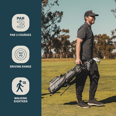 Sunday Golf Loma XL Bag - Lightweight Golf Bag w/Strap and Stand – Easy to Carry Pitch n Putt Golf Bag – Golf Stand Bag for The Driving Range, Par 3 and Executive Courses, 3.4 pounds (Toasted Almond) in Kuwait