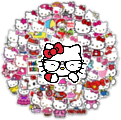 50Pcs Cartoon Hello Kitty Stickers for Kids, Cute Cat Stickers for Teen Girl Adult Water Bottle, Skateboard, Phone, Laptop, Bicycle, Travel Case, Guitar, Helmet (Kt) in Saudi Arabia