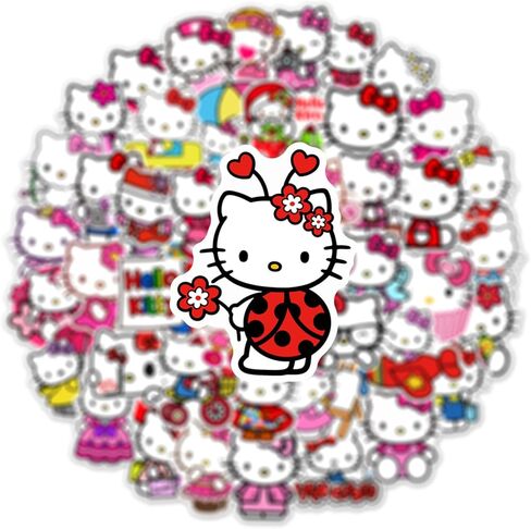50Pcs Cartoon Hello Kitty Stickers for Kids, Cute Cat Stickers for Teen Girl Adult Water Bottle, Skateboard, Phone, Laptop, Bicycle, Travel Case, Guitar, Helmet (Kt) in Saudi Arabia