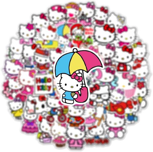 50Pcs Cartoon Hello Kitty Stickers for Kids, Cute Cat Stickers for Teen Girl Adult Water Bottle, Skateboard, Phone, Laptop, Bicycle, Travel Case, Guitar, Helmet (Kt) in Saudi Arabia