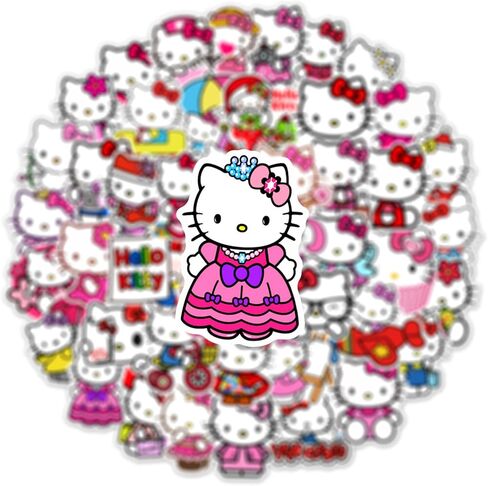 50Pcs Cartoon Hello Kitty Stickers for Kids, Cute Cat Stickers for Teen Girl Adult Water Bottle, Skateboard, Phone, Laptop, Bicycle, Travel Case, Guitar, Helmet (Kt) in Saudi Arabia