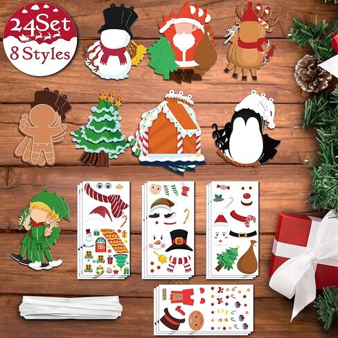 LINAYE 45 Set Christmas Tree Craft Kit with 975 PCS Stickers for Kids, Ornament Decorating Kit, Make Your Own Christmas Tree Bookmark Craft Kit for Kids Xmas Bag Stuffers Game Activities Party Favors in Saudi Arabia
