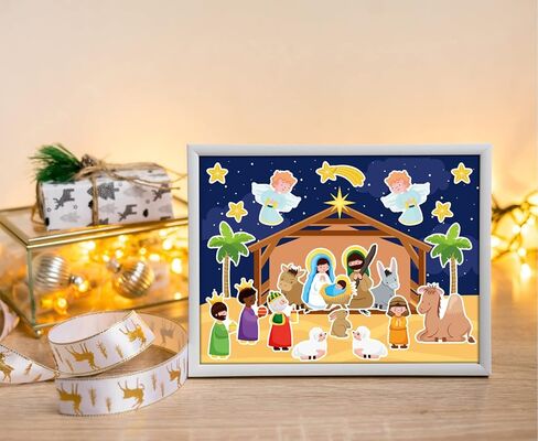FLYAB Nativity Stickers 12 Sets Make a Nativity Scene Stickers Christian Sticker for Kids Religious Party Games Activities for Christmas Vacation Bible School Classroom Party Supplies in Saudi Arabia